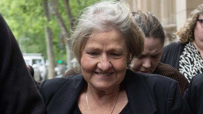 Vanessa Amorosi’s mother Joyleen Robinson arrives at the Supreme Court of Victoria. Picture: Nicki Connolly