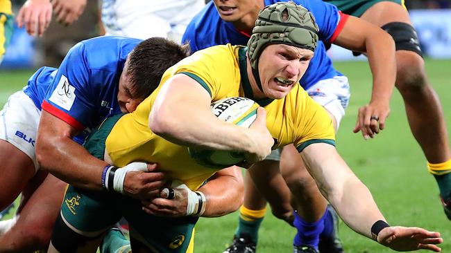 David Pocock playing for the Wallabies against Manu Samoa in 2019. Picture: AAP Image/David Gray