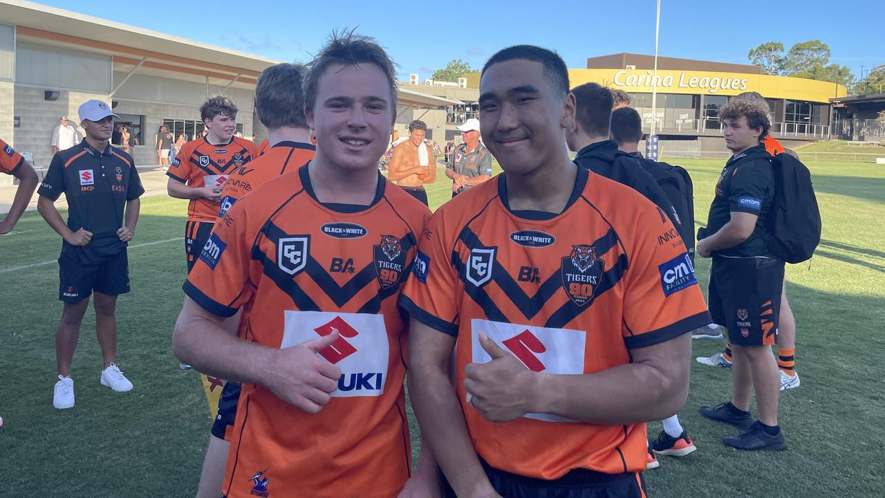 Max Blanch, left, the Brisbane Tigers captain. On the right is forward Adam Kim.