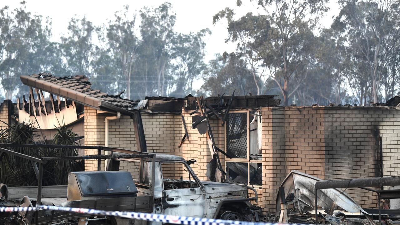 A house burnt down by bushfires in Laidley, southeast Queensland, on Wednesday. Picture: AAP Image/Scott Davis.