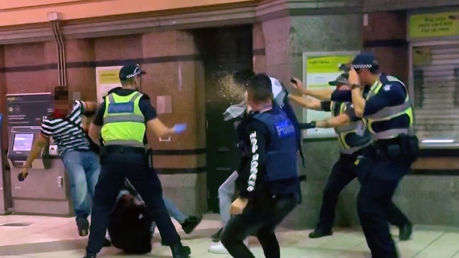 The fight continued on into Flinders Street station.