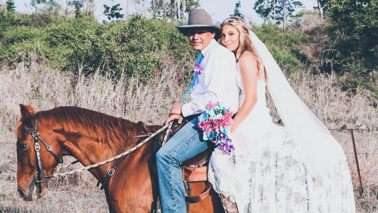 Maree and Rhiley Kuhrt on their wedding day. Picture: Supplied