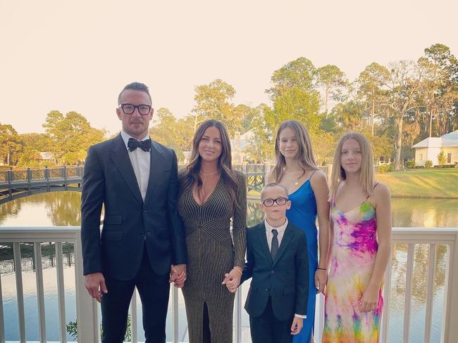 Carl Lentz with his wife and three children.