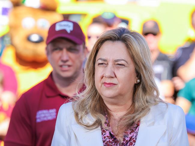 Steven Miles with his predecessor Annastacia Palaszczuk. Picture: Glenn Campbell