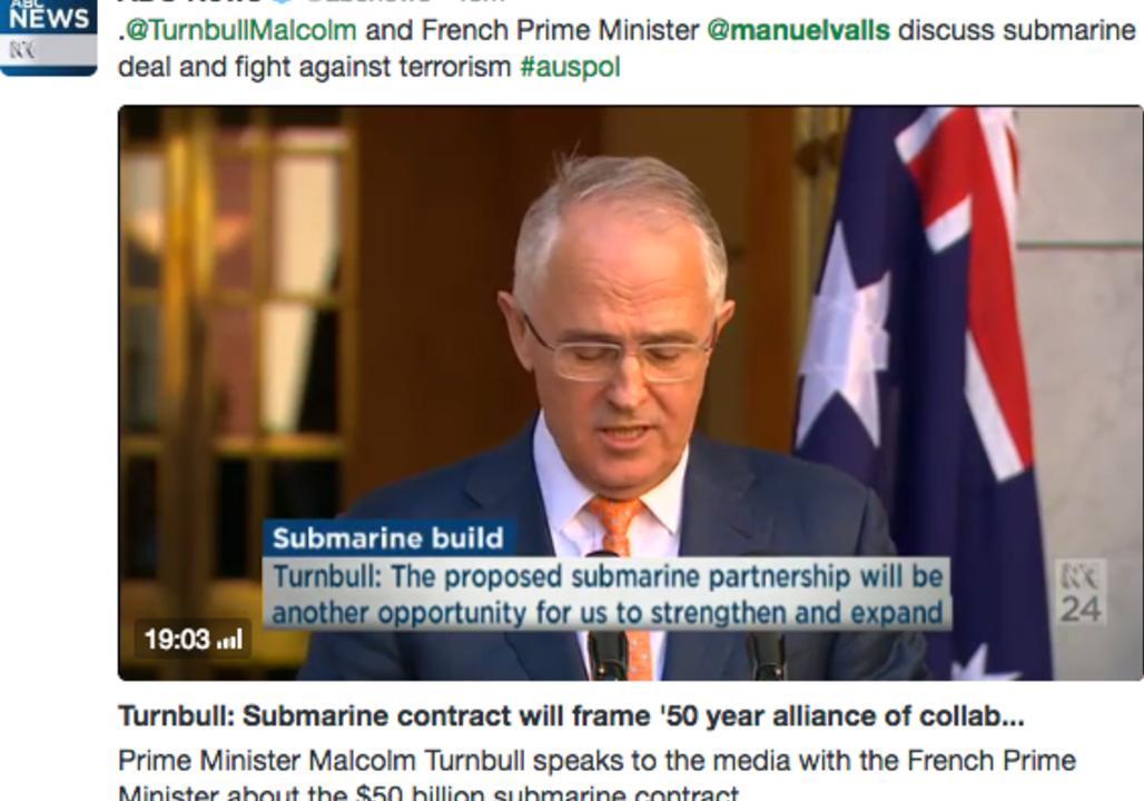 AUSTRALIA:    Submarine Deal Will Strengthen Australian French Relationship: Malcolm Turnbull   May 02