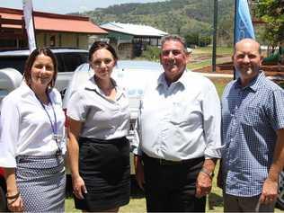 CHANGING LIVES: Ipswich Community Youth Service, service manager Amanda Margerison, PCYC development officer Angela Holter, Somerset Regional Council Mayor Graeme Lehmann and Dale Press of Southern Cross Advanced Driving School at the Lowood launch of Braking the Cycle. Picture: Contributed