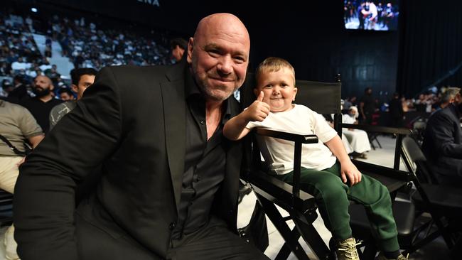 UFC president Dana White poses for a photo with Hasbulla Magomedov during UFC 267. (Photo by Chris Unger/Zuffa LLC)