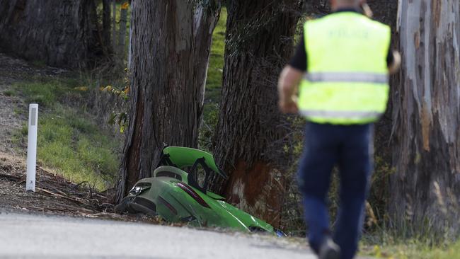 The scene of fatal TARGA Tasmania crash in Lower Wattle Grove, Wattle Grove Road. Picture: Zak Simmonds