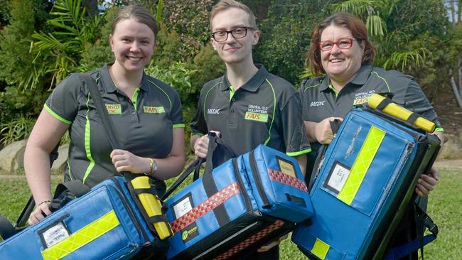 HERE TO HELP: Volunteer first aid officers Olivia Turner and Mitchell Kelly with Suzanne Messmer, Recruiting Officer. Picture: Jann Houley
