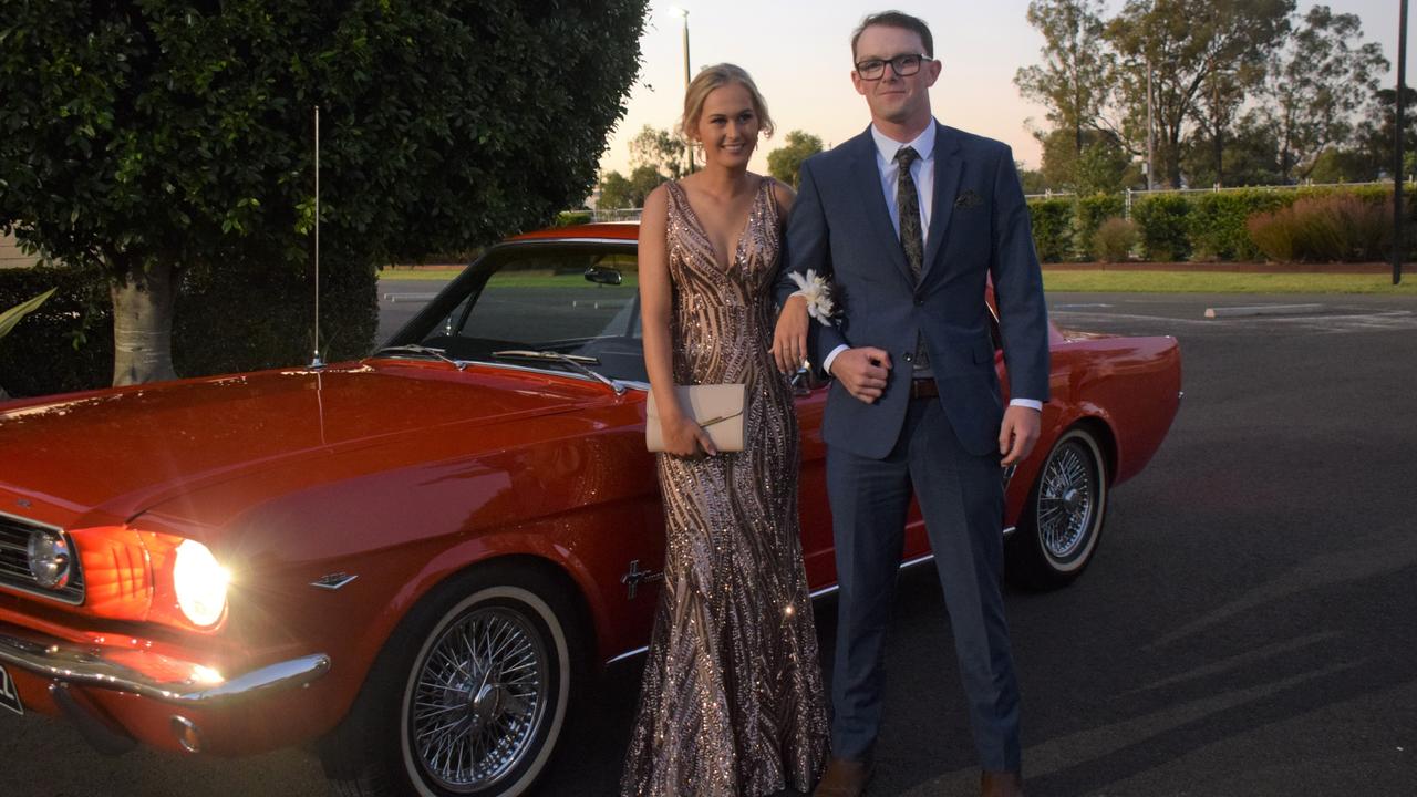 Katie Stenzel and Cody Wenham stunned on the red carpet at Our Lady of Southern Cross College's formal for 2023. Picture: Emily Devon