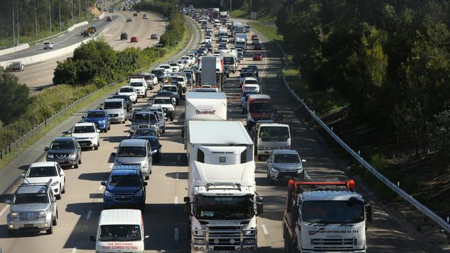 The new speed limits came into force on Wednesday but motorists on the M1 only wish they could get to the speed limit in the morning traffic snarls.  Picture: Glenn Hampson