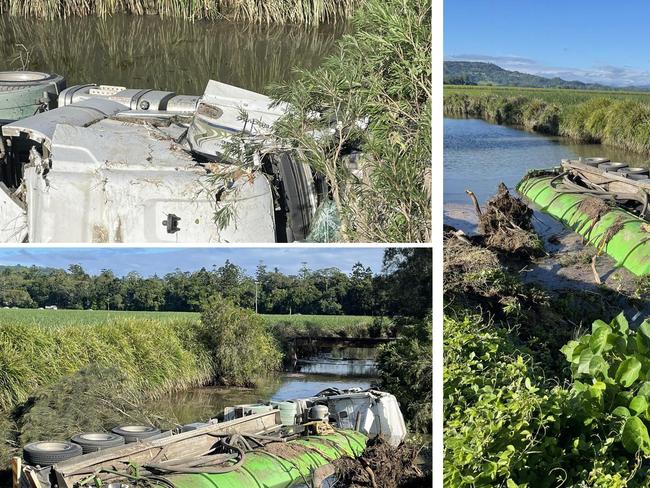 Truck carrying 20,000L of liquid waste rolls into creek