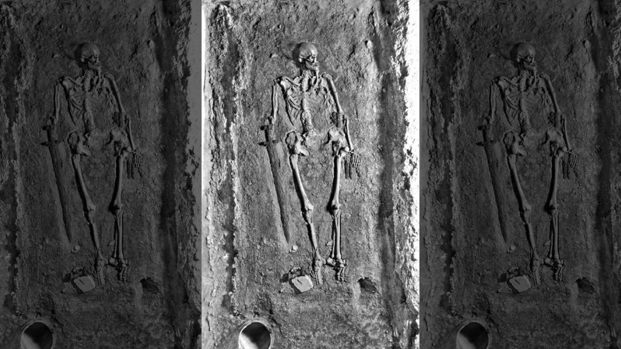 The grave, shortly after excavation in 1928. Picture: Institute of Archaeology of the CAS, Prague Castle Excavations.