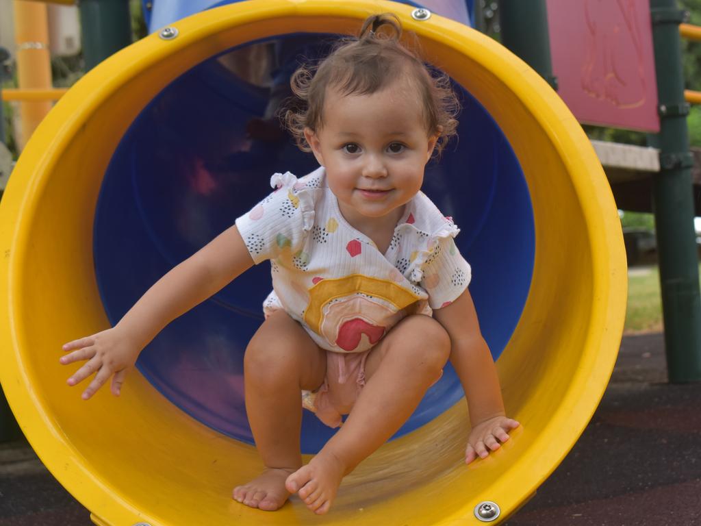 Aaliyah Marsters playing in Quota Park on Australia Day 2022. Picture: Lillian Watkins