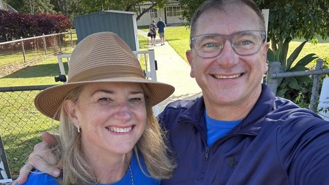 LNP Wide Bay candidate Llew O'Brien and his wife Sharon on election day, May 3, 2025.