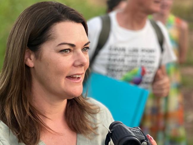 Greens Senator Sarah Hanson-Young visited Binybara Camp, Lee Point on Wednesday evening.