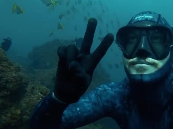 Alex 'Chumpy' Pullin free diving earlier this year.