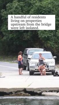 Far North Qld school kids forced to cross croc river after bridge washed away