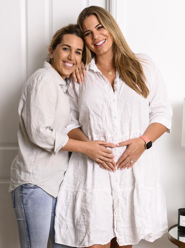 Fiona Falkiner with partner Hayley Willis. Picture: Darren Leigh Roberts