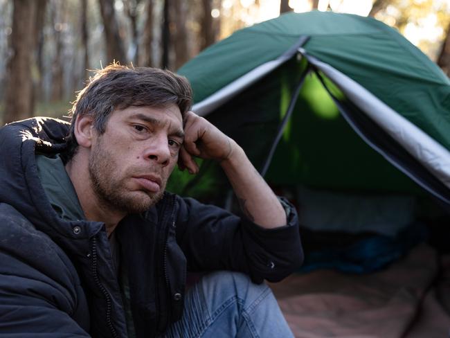 There are days he doesn’t want to leave his tent. Picture: Jason Edwards