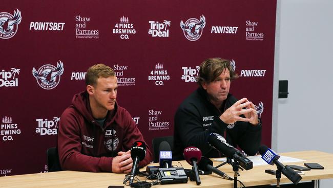 Manly will claim that Hasler insisted acting CEO Gary Wolman not attend the now infamous press conference discussing the pride jersey. Picture: NCA Newswire