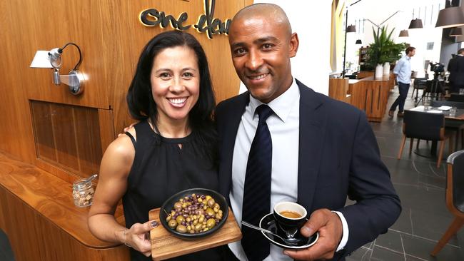 Former Australian Rugby Union captain George Gregan with former wife Erica at 'The George Bar.' in Brisbane.