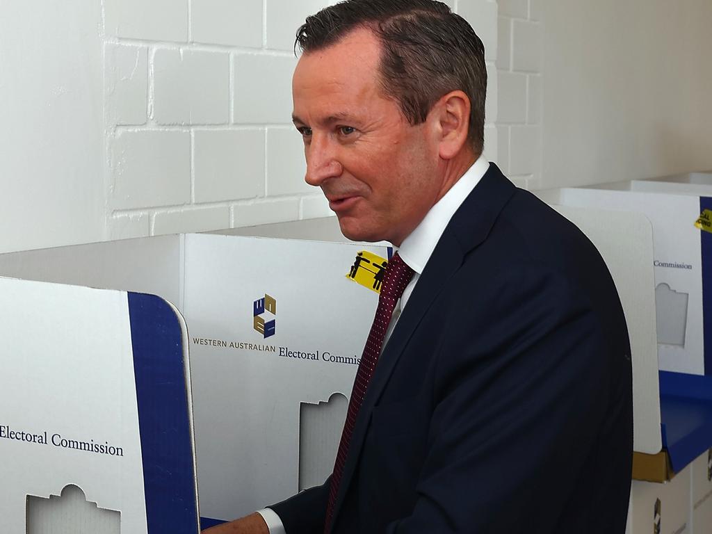 Mark McGowan casting his vote on Tuesday. Picture: Paul Kane/Getty Images