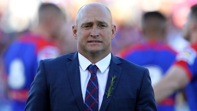 NEWCASTLE, AUSTRALIA - APRIL 28: Nathan Brown coach of the Newcastle Knights during the round 7 NRL match between the Newcastle Knights and Parramatta Eels at McDonald Jones Stadium on April 28, 2019 in Newcastle, Australia. (Photo by Tony Feder/Getty Images)