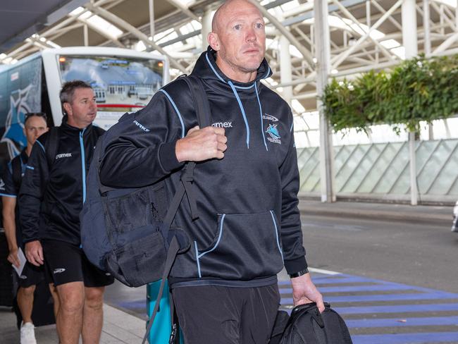 Cronulla Sharks coach Craig Fitzgibbon arrives at Sydney airport on the way to Las Vegas. Picture: Thomas Lisson