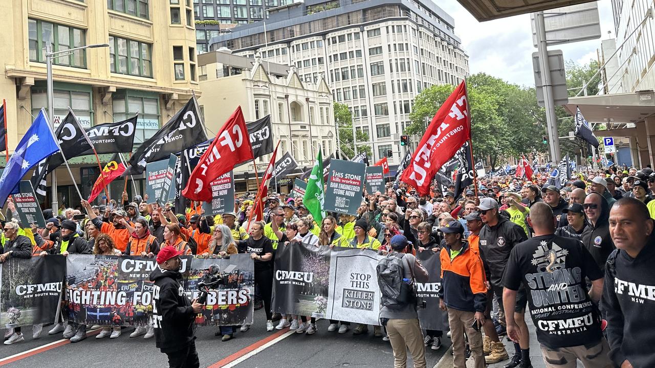 CFMEU workers march in Sydney on October 26. Picture: Supplied