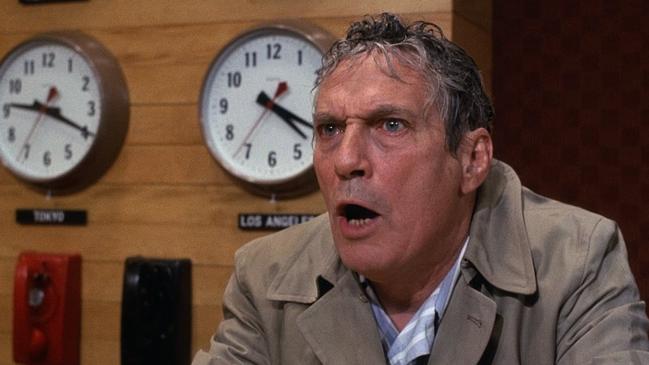 Actor Peter Finch in a scene from 1976 film 'Network'.