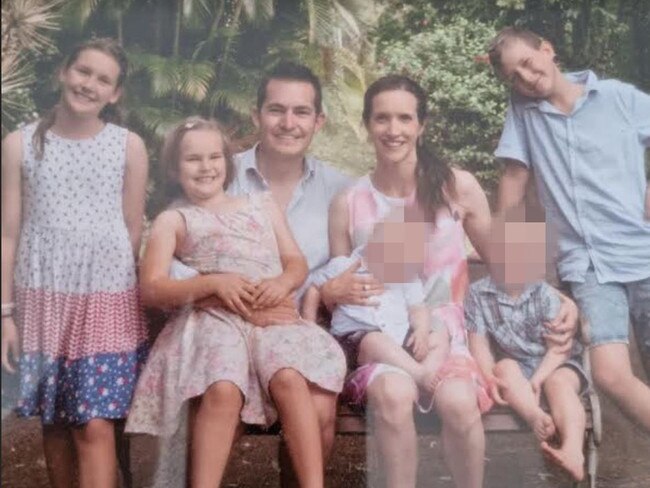 Parents Elyse and Dave Smith with their children. Their three older children Raphael, Evita and Philomena died in the light plane crash.