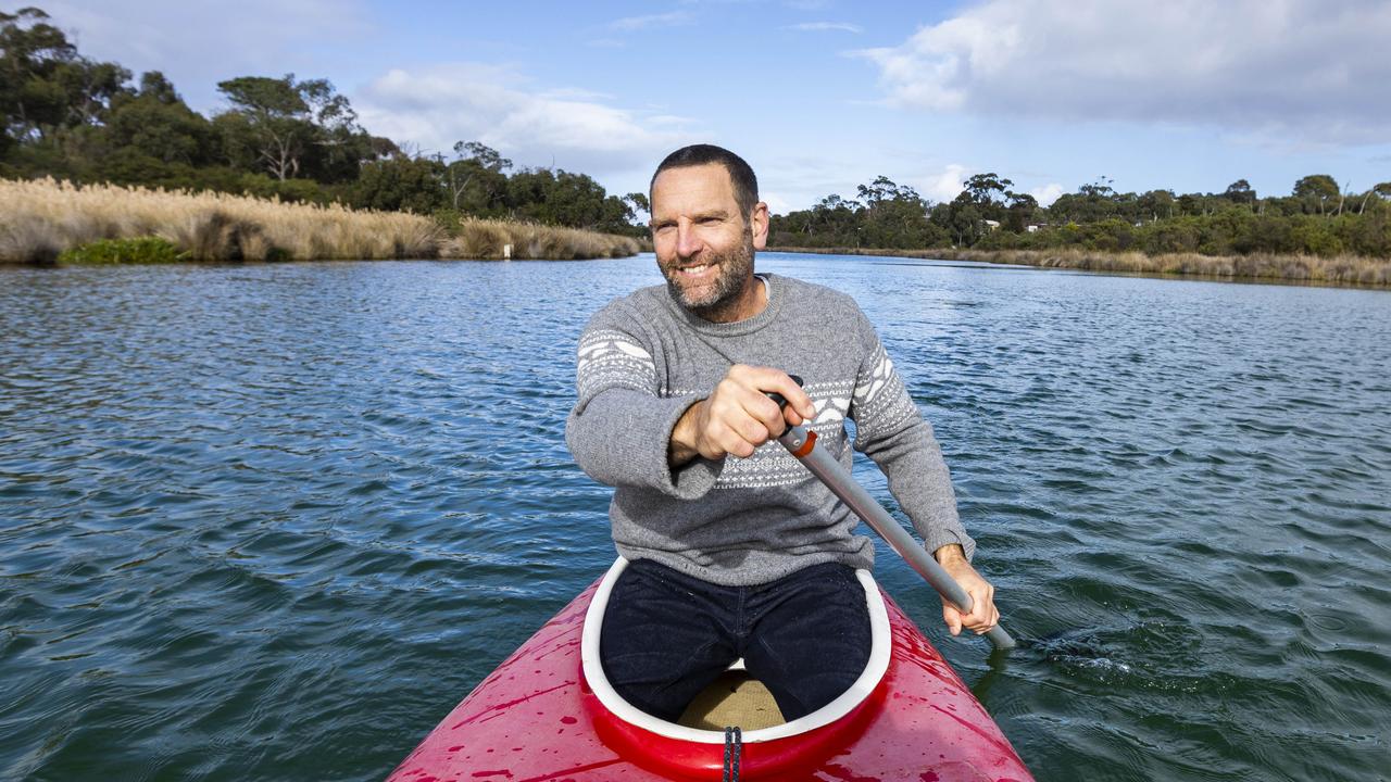 Surf Coast Shire newly elected deputy mayor Mike Bodsworth canoeing on the Anglesea River. Picture: Aaron Francis/The Australian