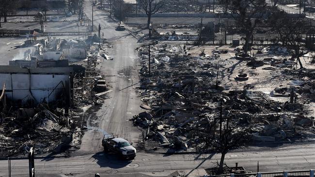 Homes and businesses that were destroyed in Lahaina, Hawaii. Picture: Justin Sullivan / Getty Images North America / Getty Images via AFP