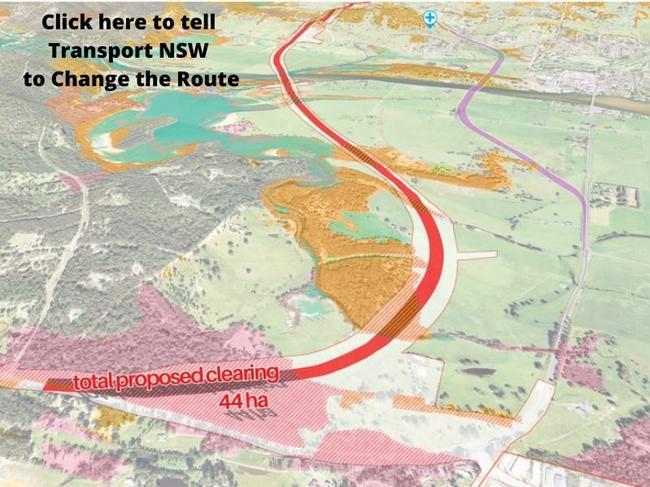 Possible land clearing as a result of the new Moruya bypass, compiled by the Moruya Community Association.