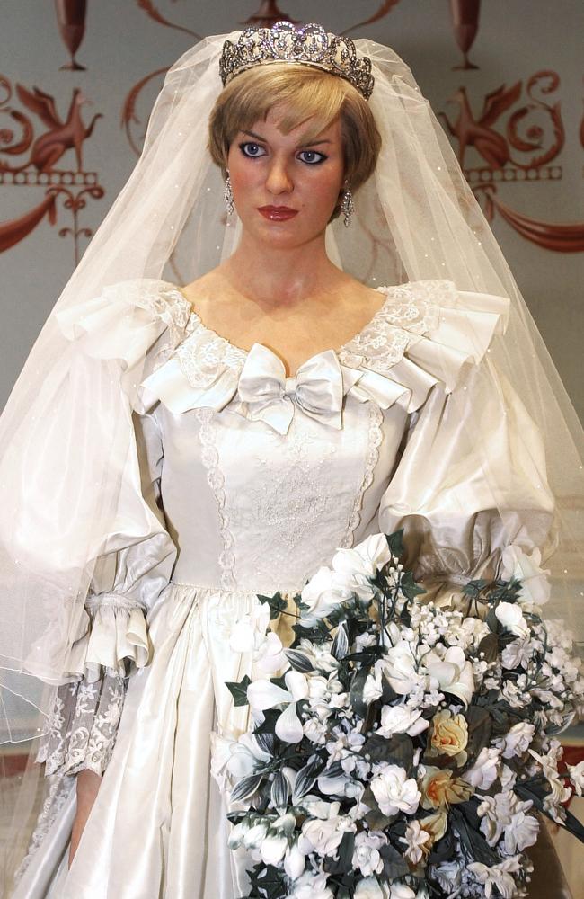 A wax figure of Princess Diana in a replica wedding dress of the original is seen as Madame Tussauds in London. Picture: Tim Graham Photo Library/Getty Images