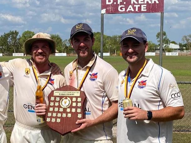 Dylan McMahon, Dylan Slater and Blake Troy won a B Grade premiership with Darwin. Picture: Darwin Cricket Club.