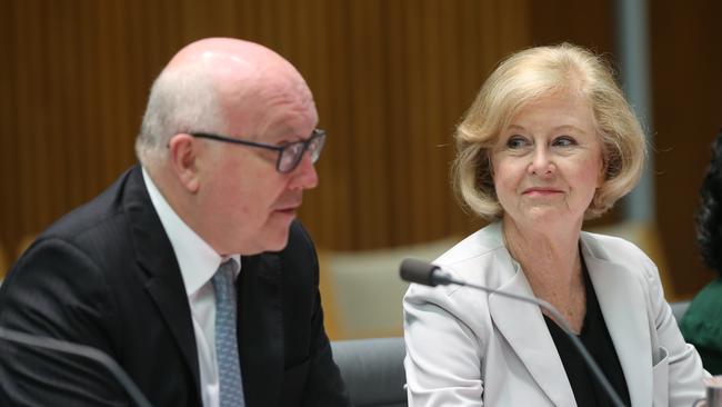 Attorney-General Senator George Brandis and Professor Gillian Triggs, President of the Human Rights Commission. (Pic: Kym Smith)