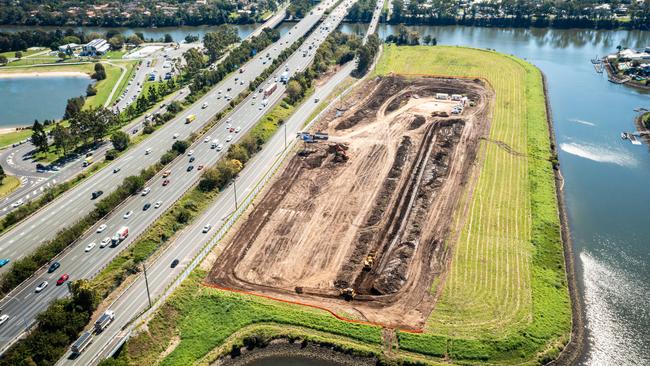 Aerial of the under-construction Von Bibra Auto Village at Coomera. Picture: Supplied