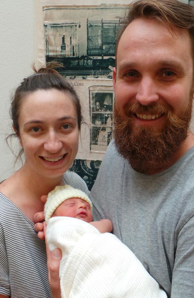 Special delivery ... Paul West with partner Alicia Cordia and their baby boy Otto. Picture: Supplied