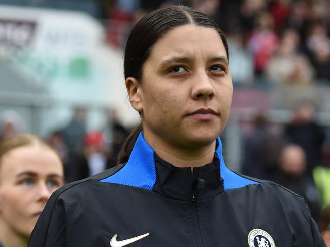 BRISTOL, ENGLAND - DECEMBER 17: Sam Kerr of Chelsea walks out prior to the Barclays WomenÃÂ´s Super League match between Bristol City and Chelsea FC at Ashton Gate Stadium on December 17, 2023 in Bristol, England. (Photo by Harriet Lander - Chelsea FC/Chelsea FC via Getty Images)