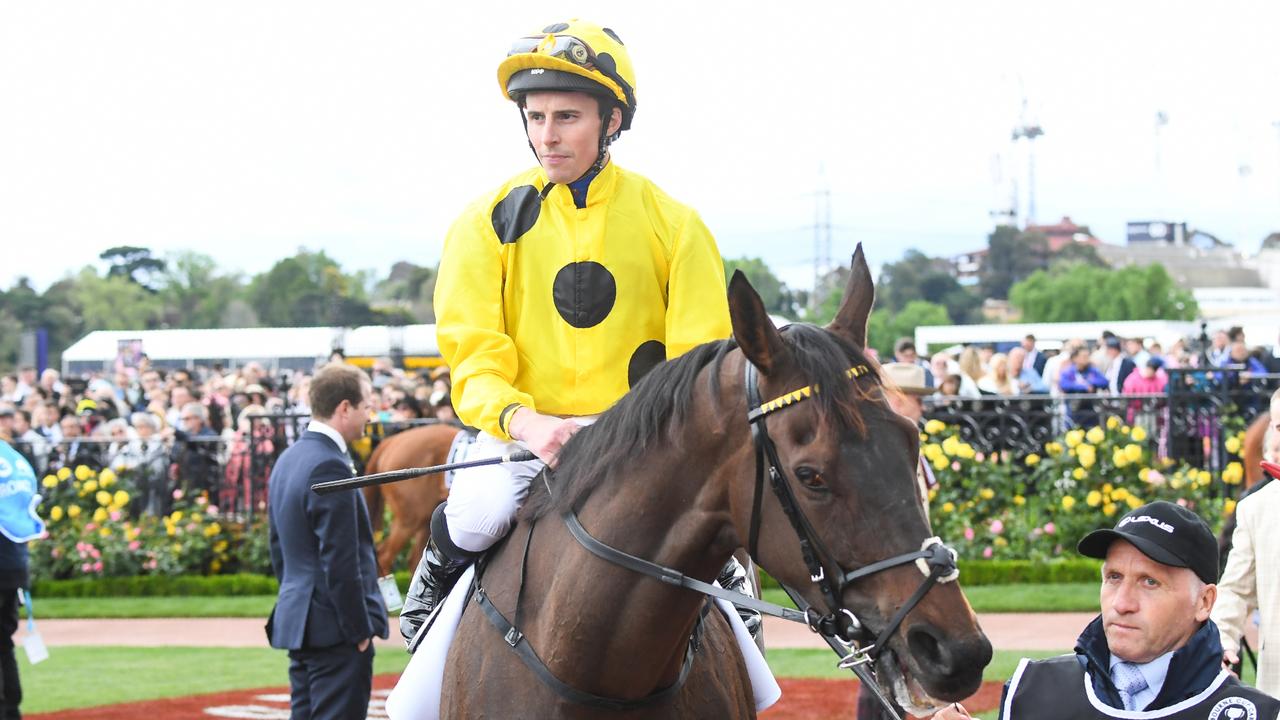 William Buick rode Without A Fight in the 2022 Melbourne Cup before the horse won the race the following year. Picture: Pat Scala/Racing Photos via Getty Images