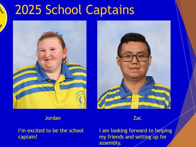 Bundaberg Special School 2025 School Captains Jordan and Zac. Image credit: Bundaberg Special School