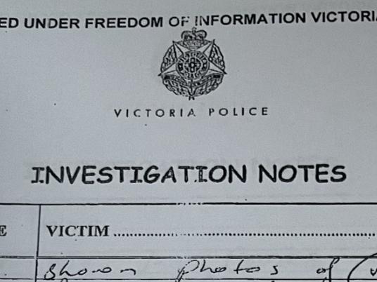 Police investigation notes from the crash involving Daniel Andrews.