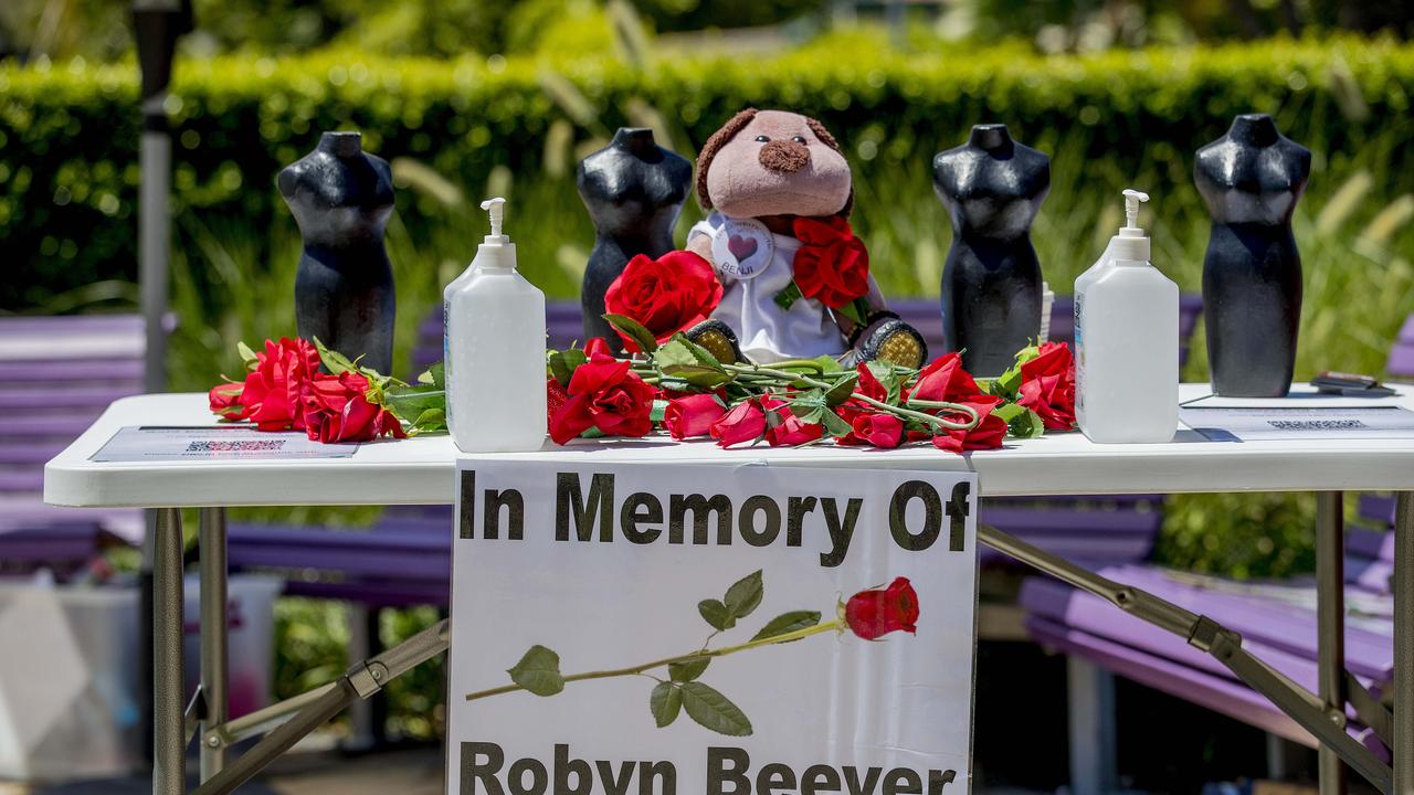 The red Rose DV rally at the DV memorial in Norm Rix park, Labrador. Picture: Jerad Williams