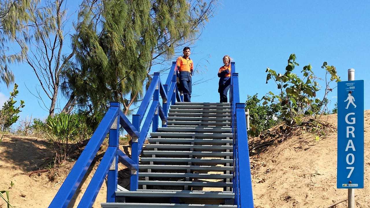 One of the recycled stairways at Grasstree Beach. Picture: Contributed