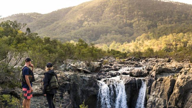 Hayley Talbot looks towards Mt Gilmore with Dan Ross. The pair have been vocal in the opposition to mining in the Clarence catchment. Photo: Gary Parker.