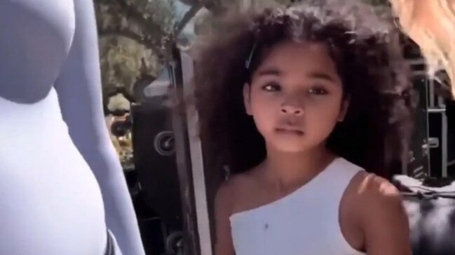 Khloe's daughter, True, didn't appear to be happy about hearing her mother's confession. Picture from X.