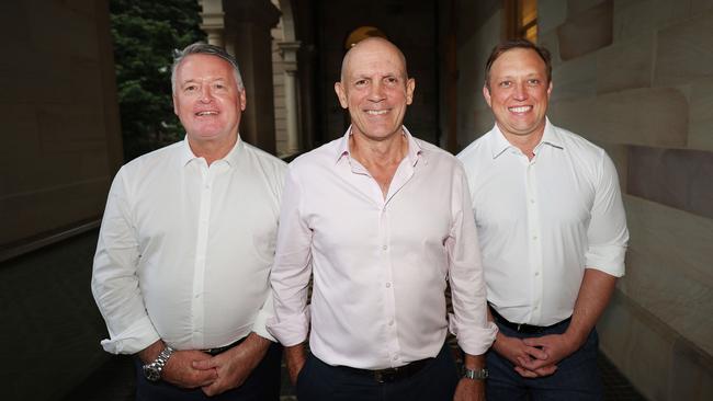 Premier Steven Miles (right) with new Labor candidate Richie Bates (centre) and Cairns MP Michael Healy. Picture: Annette Dew