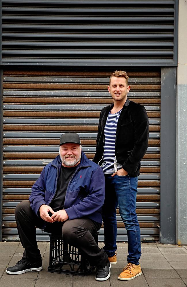 Become radio star’s manager ... Kyle Sandilands met Andrew Hawkins at the 2004 ARIA Awards. Picture: Sam Ruttyn